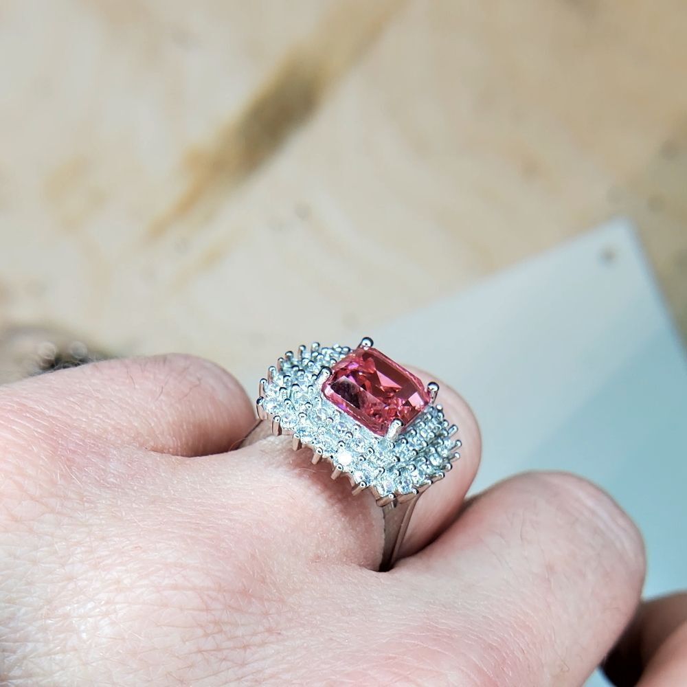 NWOT 925 Sterling Silver Pink Morganite Ring - Picture 8 of 16